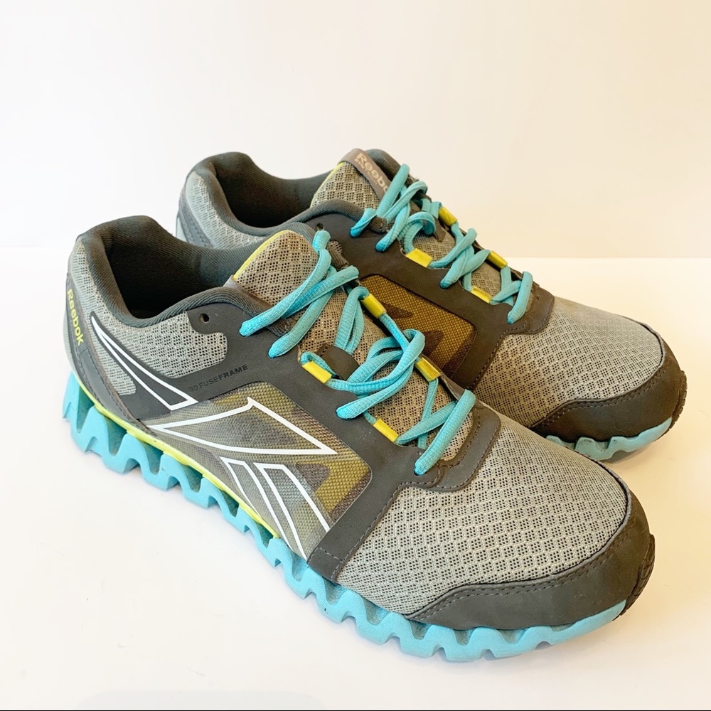 Reebok Zig Tech Running Shoes Gray Turquoise 9.5